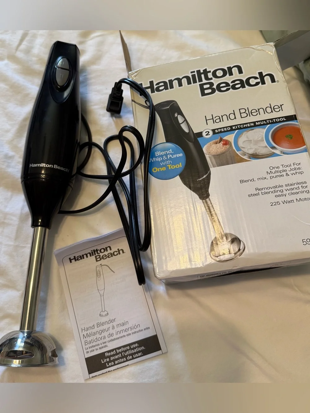 Hamilton Beach Black and Silver Hand Blender - 2-Speed Immersion Mixer